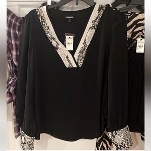 Express V-Neck Blouse with snakeskin details